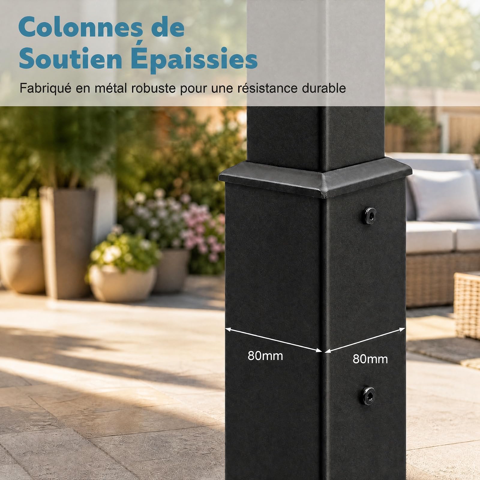 RELAX4LIFE Pergola Jardin Exterieur, Pergola 3x3 M avec Auvent Rétractable, Colonnes Métalliques, Toit en Polyester Hydrofuge, Protection UV, Tonnelle pour Jardin Cour Terrasse (Gris)