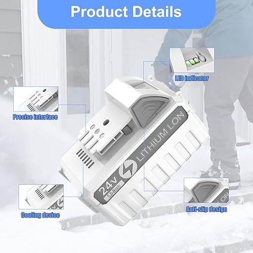 Miniatura 7 de Powilling Batería de iones de litio de repuesto de 6.0Ah 24V para Snow Joe + Sun Joe iON+ 24V Series Herramientas eléctricas inalámbricas,