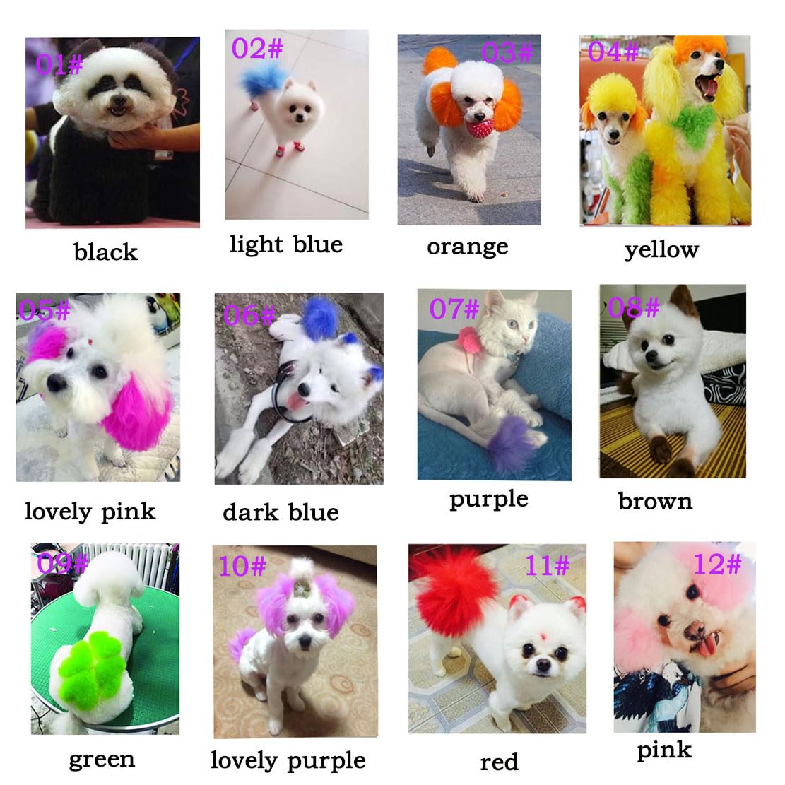 Pet Colorante per Pelo, Tintura Professionale per Animali con Fragranza alla Frutta, 12 Colori Vibranti, Formula Delicata e Duratura, per Cani e Gatti (01# black)