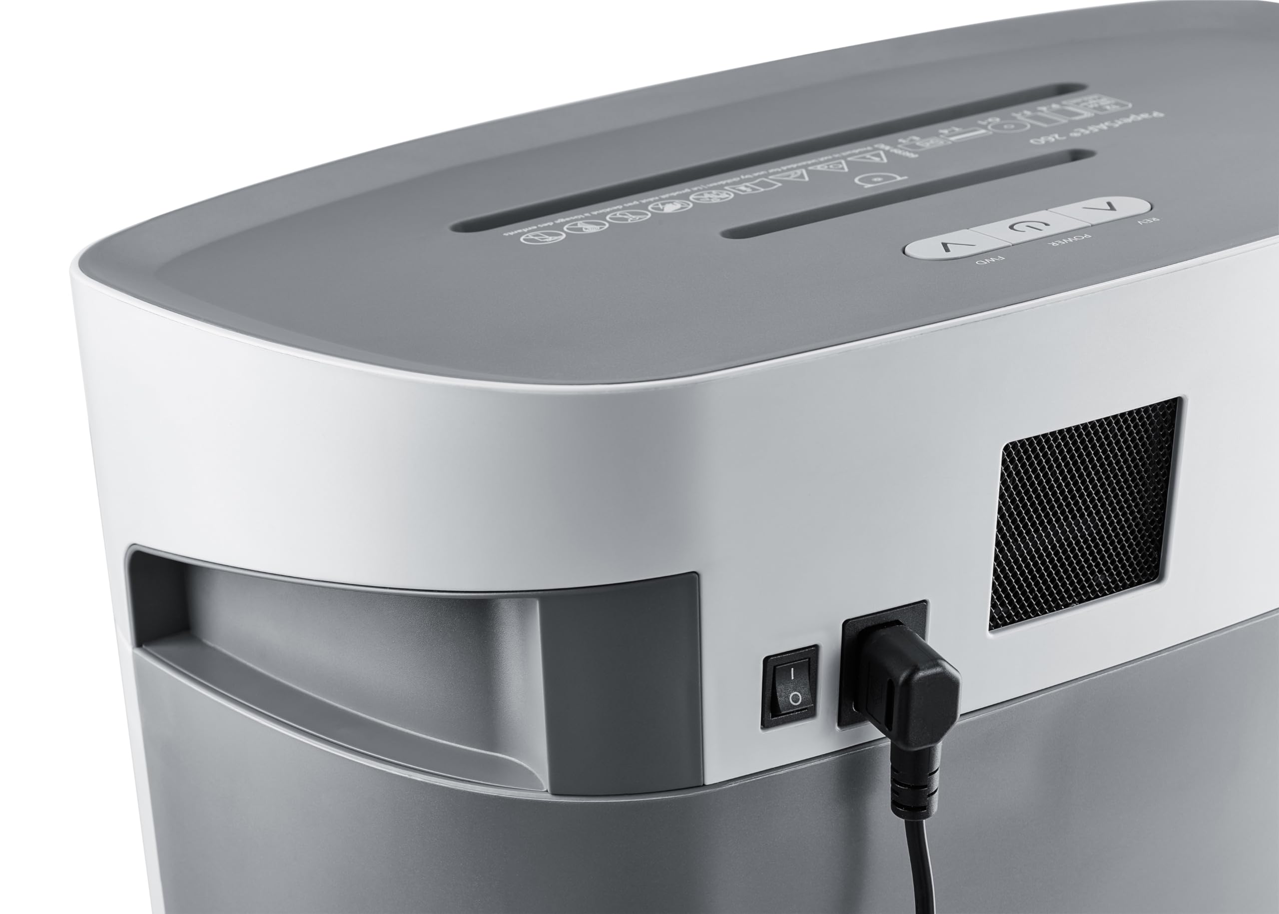 Dahle PaperSAFE PS 260 niszczarka dokumentów (12 arkuszy, poziom bezpieczeństwa P4, cięcie cząstek, nie zawiera oleju i konserwacji, 25 litrów) szara