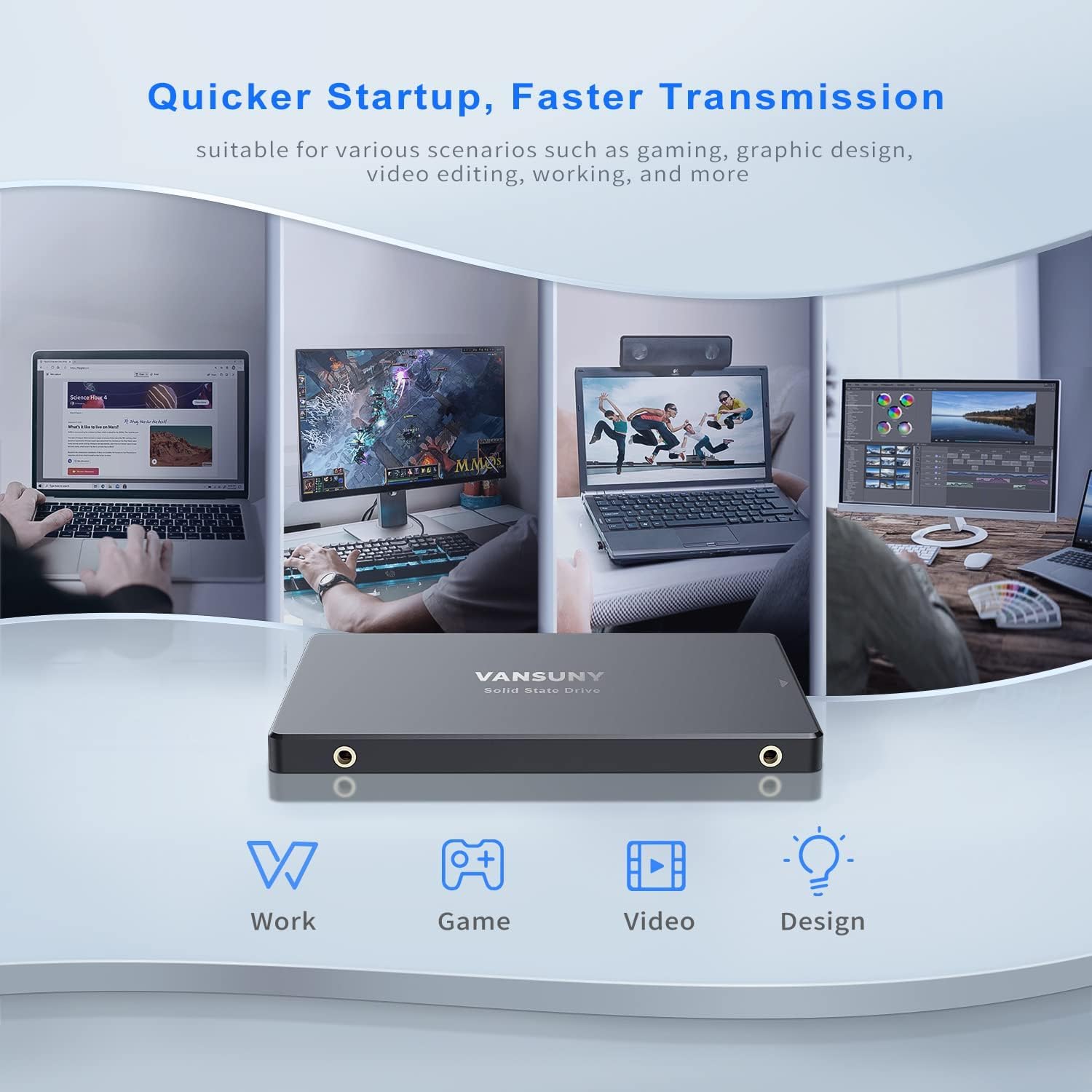 Vansuny Disco rígido interno SSD SATA III de 2 TB, disco rígido