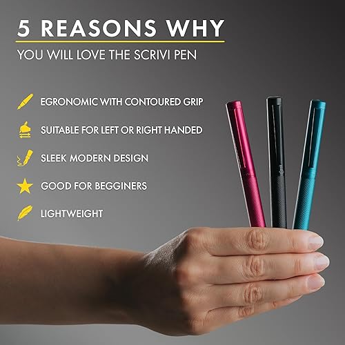 Vista 15 de Scrivi Pens Juego de plumas estilográficas de lujo, color negro, punta extra fina suave, incluye convertidor de tinta recargable, 5 cartuchos