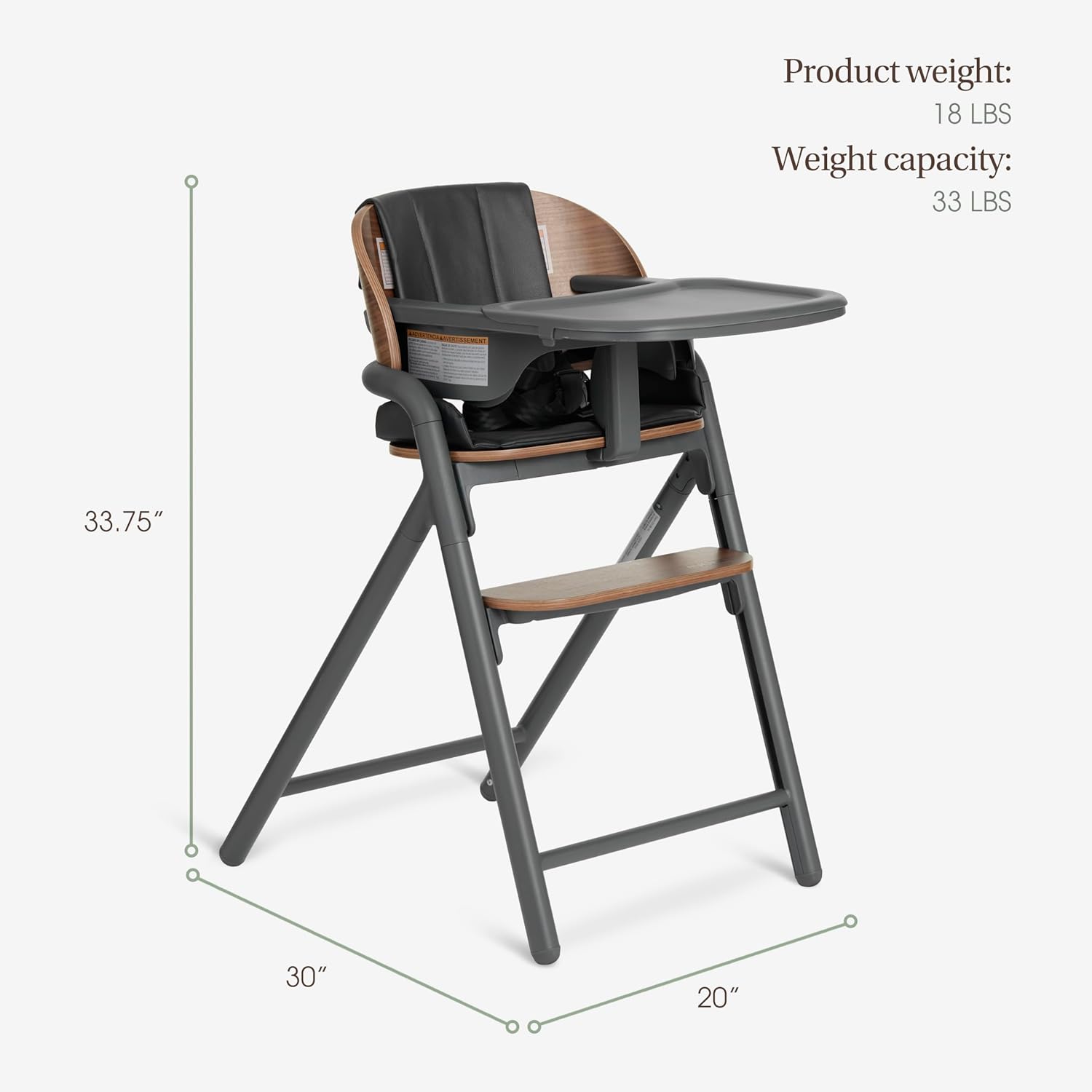 Evolur Step and Savor Baby High Chair, Converts to Adult Stool, 5 Position Adjustable Height and Footrest Positions Portable High Chair, Removable Tray, Easy to Clean and Removable Cushion