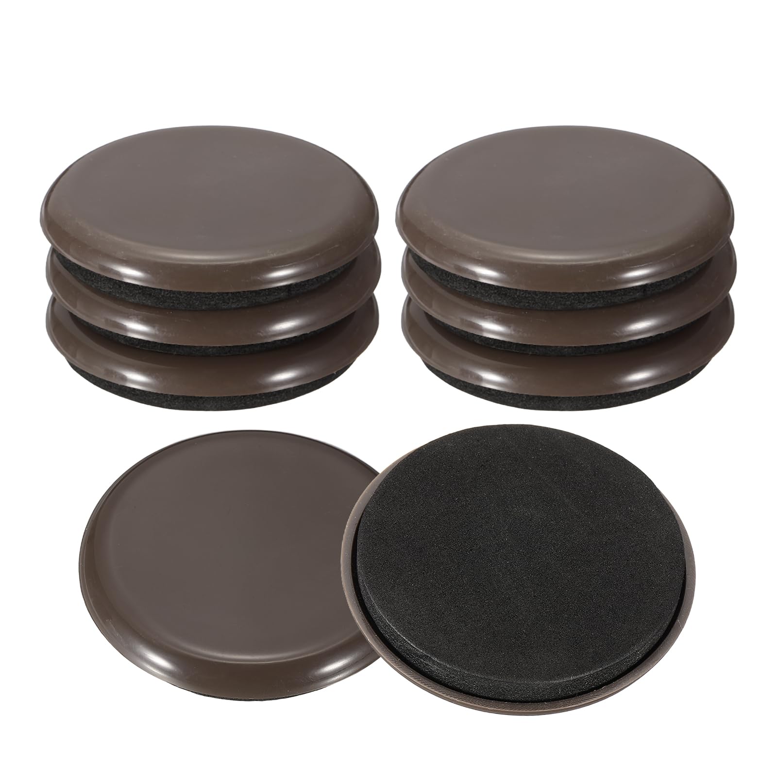 Patins ronds en plastique 6,3 cm pour meubles lot de 8 glisseurs marrons sourcing map
