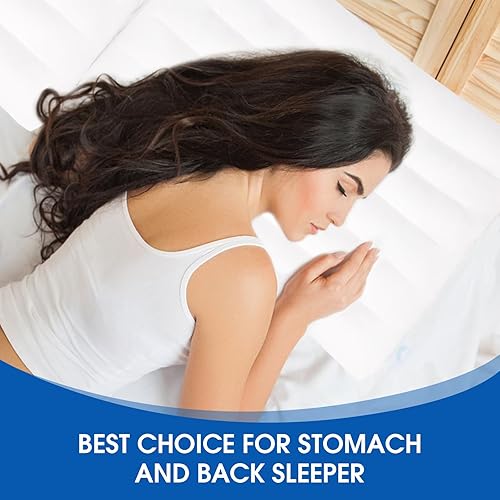 Miniatura 4 de Almohada de dormir delgada para el estómago, diseño delgado, plano y de perfil bajo con relleno alternativo de plumón para dormir boca abajo -3.2