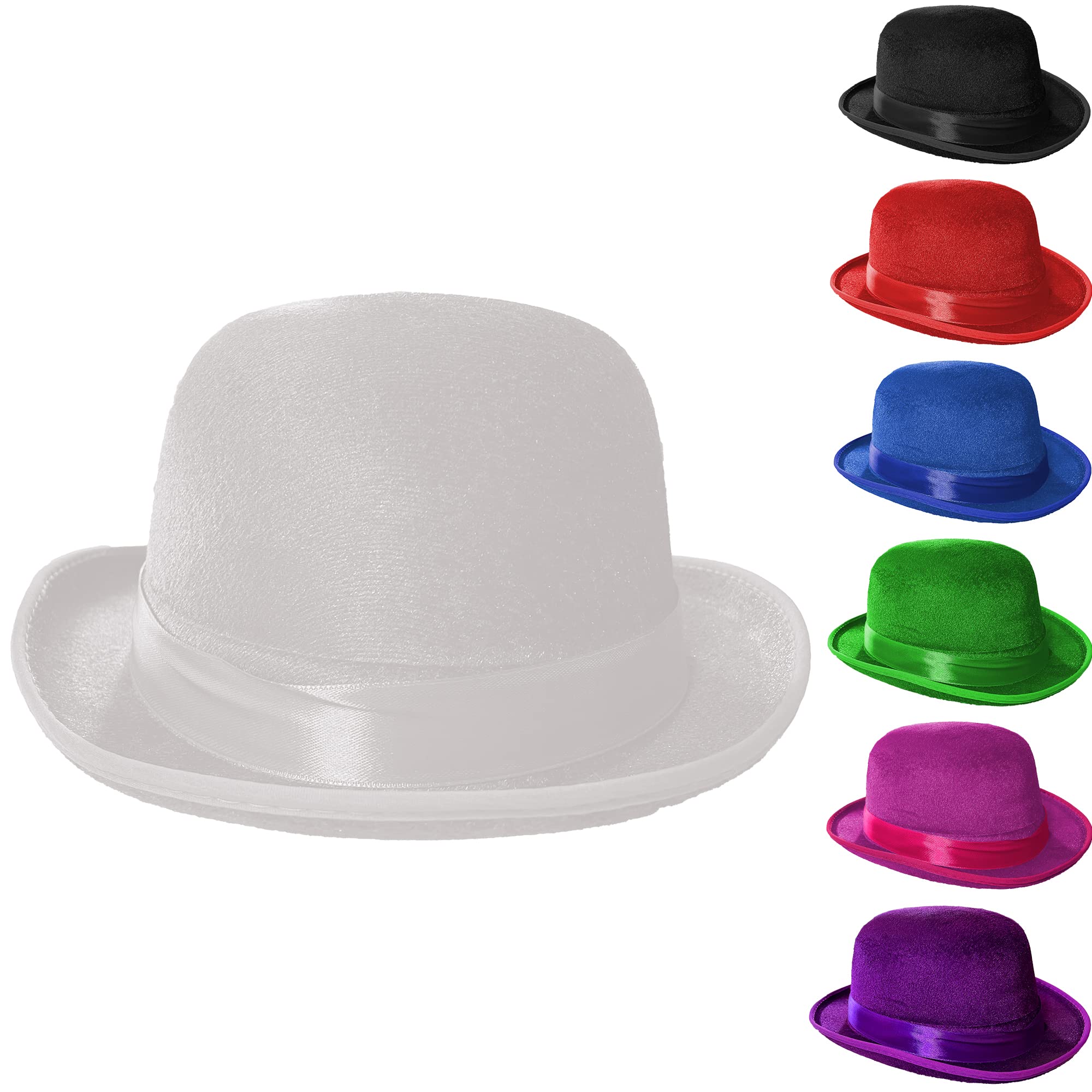 Sombrero Bombin Chistera de Fieltro para Adulto, Gorro Payaso para Disfraces de Halloween Carnaval y Fiestas, Talla única 55-58cm