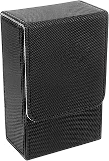 Tarot Storage Box, Portable Playing Card Box, PU Leather Tarot Card Holder Storage Case Tin with Sun Moon Design for Fortune Telling Cards (Black)