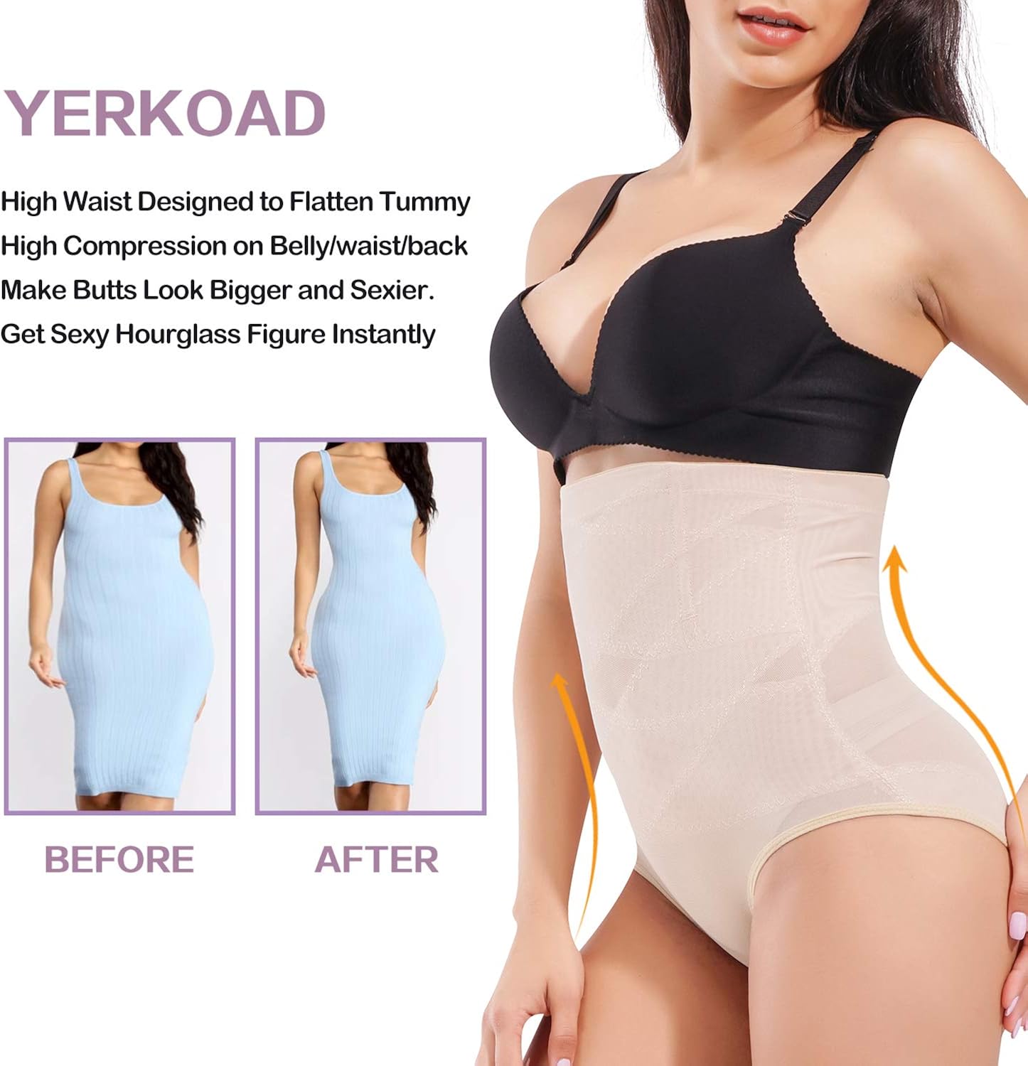 YERKOAD Shapewear for Women Waist Trainer Tummy Control Butt Lifter Panties Hi-Waist Short Stomach Body Shaper Cincher Girdle at  Women’s Clothing store