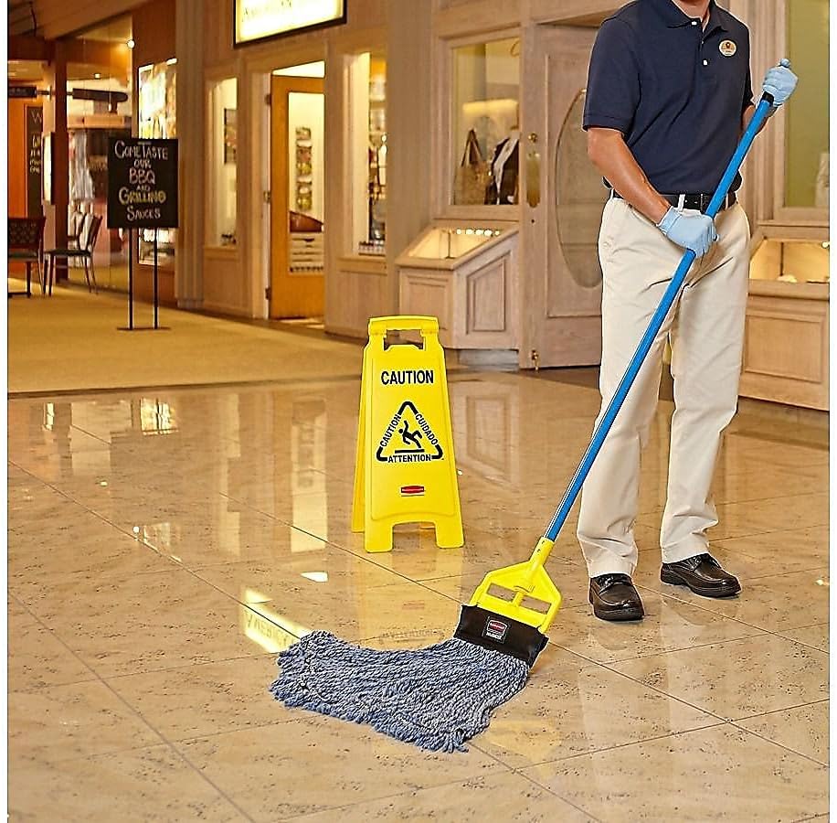 Rubbermaid 611200YW Multilingual"Caution" Floor Sign, Plastic, 11 x 1 1/2 x 26, Bright Yellow