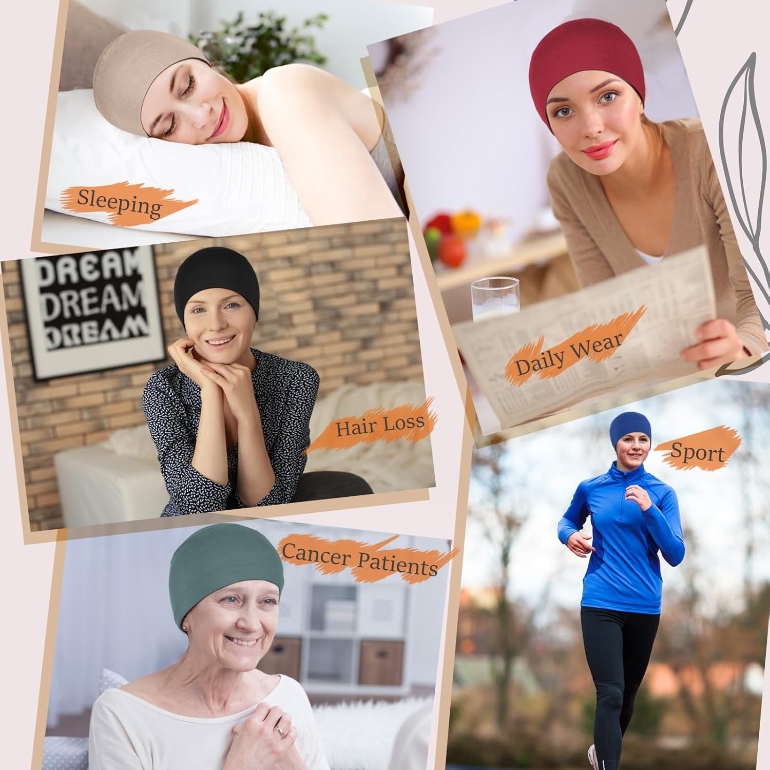 4-Piece Soft Chemo Headwear Set - Lightweight Sleeping Caps for Women with Hair Loss - Image 5
