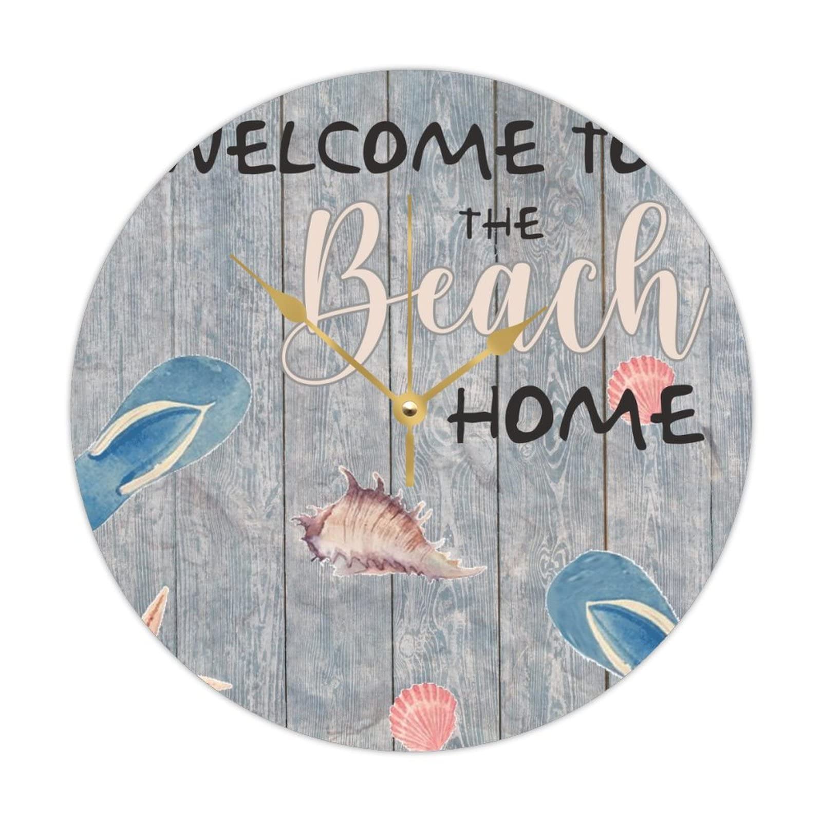 Horloge murale silencieuse sans tic-tac ronde en bois Welcome