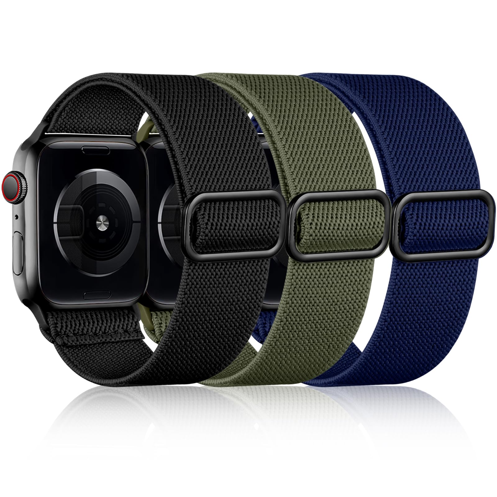 DaQin 3 Pack Stretchy Solo Loop Compatible with Apple Watch Band 40mm 38mm 41mm 42mm 44mm 45mm 49mm Women Men,Nylon Elastic Sport Straps Wristbands for iWatch Series 9 8 7 6 5 4 3 2 1 SE Ultra Ultra 2