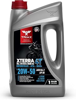 TRIAX XTerra 4T 20W-50 V-TWIN Full Synthetic Engine Oil | Exceeds JASO MA2 & API SL/SM/SN | True All Season (1 Gallon)