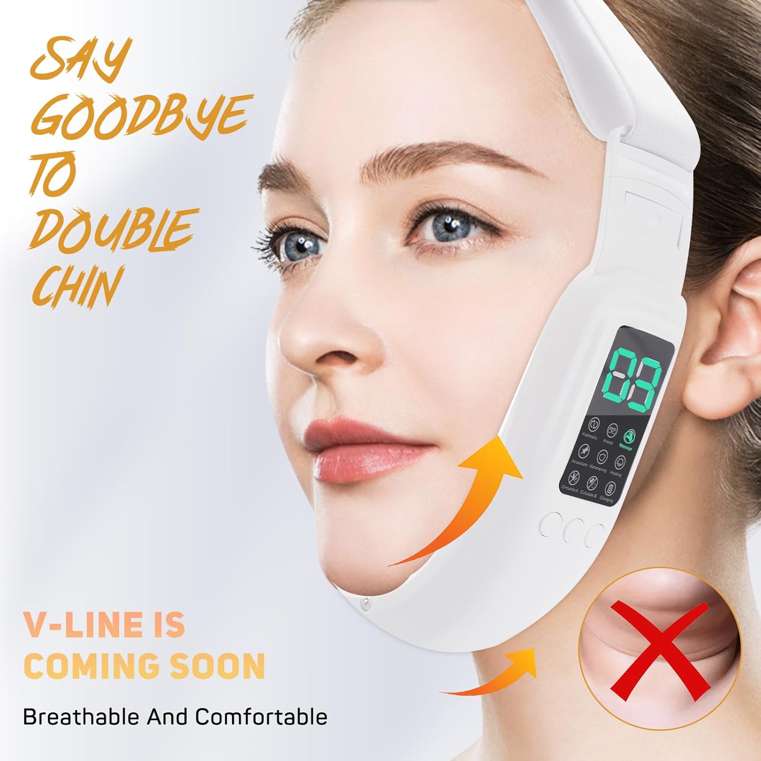 Double Chin Machine, V Face Beauty Device for Woman 8 Modes and 15 Intensity Levels Electric Double Chin Device, Smart Double Chin Face Device with Magnetic Massage - Image 2