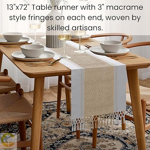 Miniatura 4 de Camino de mesa de 90 pulgadas de largo  Camino de mesa de granja para bodas, barbacoas y días festivos  100% algodón de 13 x 90 pulgadas, camino de