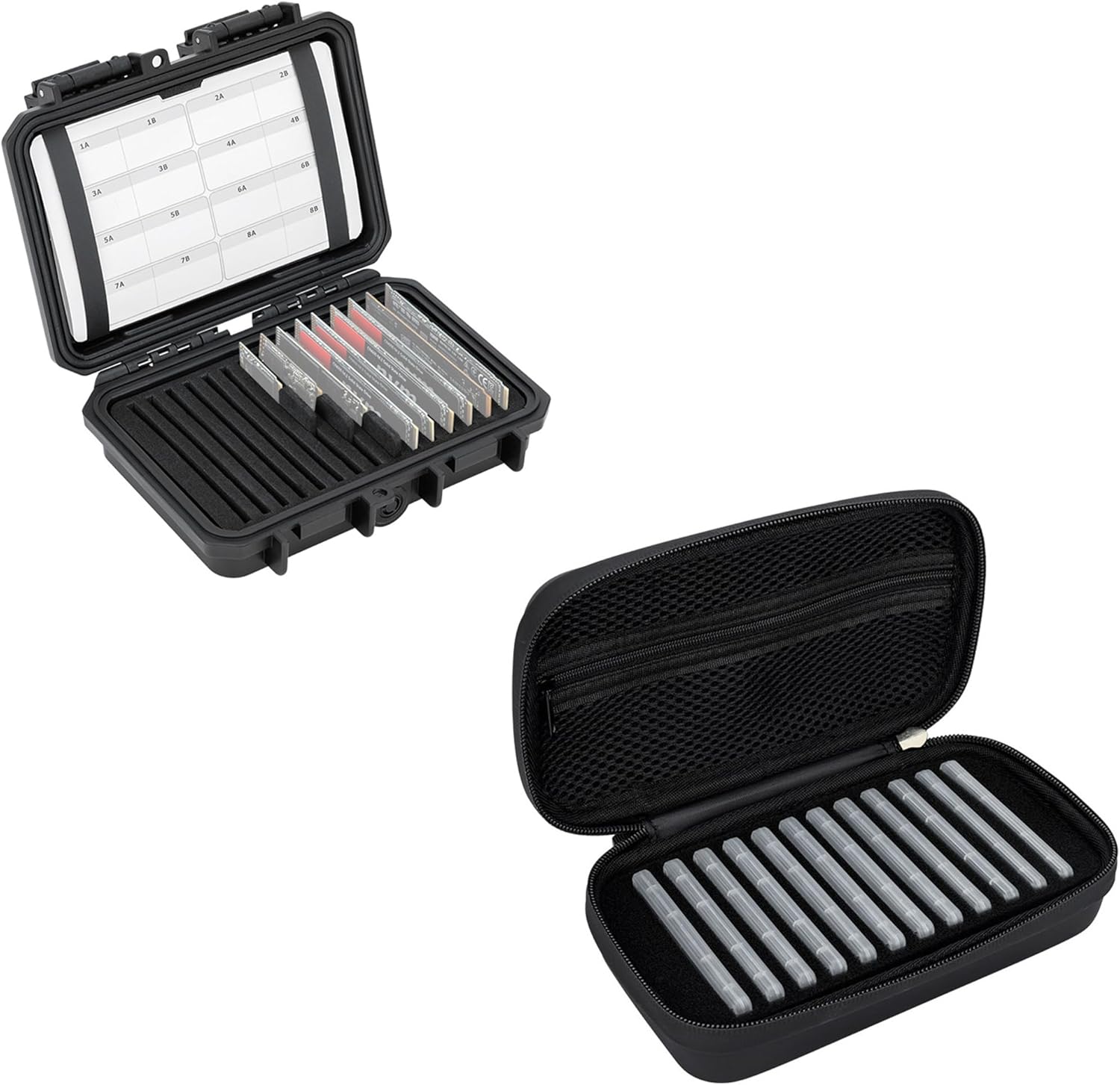 Hard ABS + EVA：Hard ABS M.2 SSD Card case with EVA PU M.2 SSD Card case