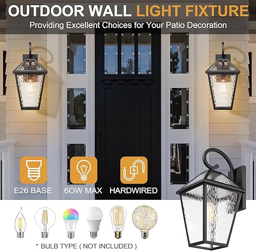 Miniatura 58 de Lámparas de pared para exteriores, faroles de pared exterior impermeables con vidrio, apliques de pared exterior, luces de porche delantero