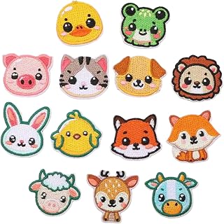 Parches termoadhesivos animales, Paquete de 13 parches termoadhesivos bordados, Parches infantiles para ropa, jeans y bolsas
