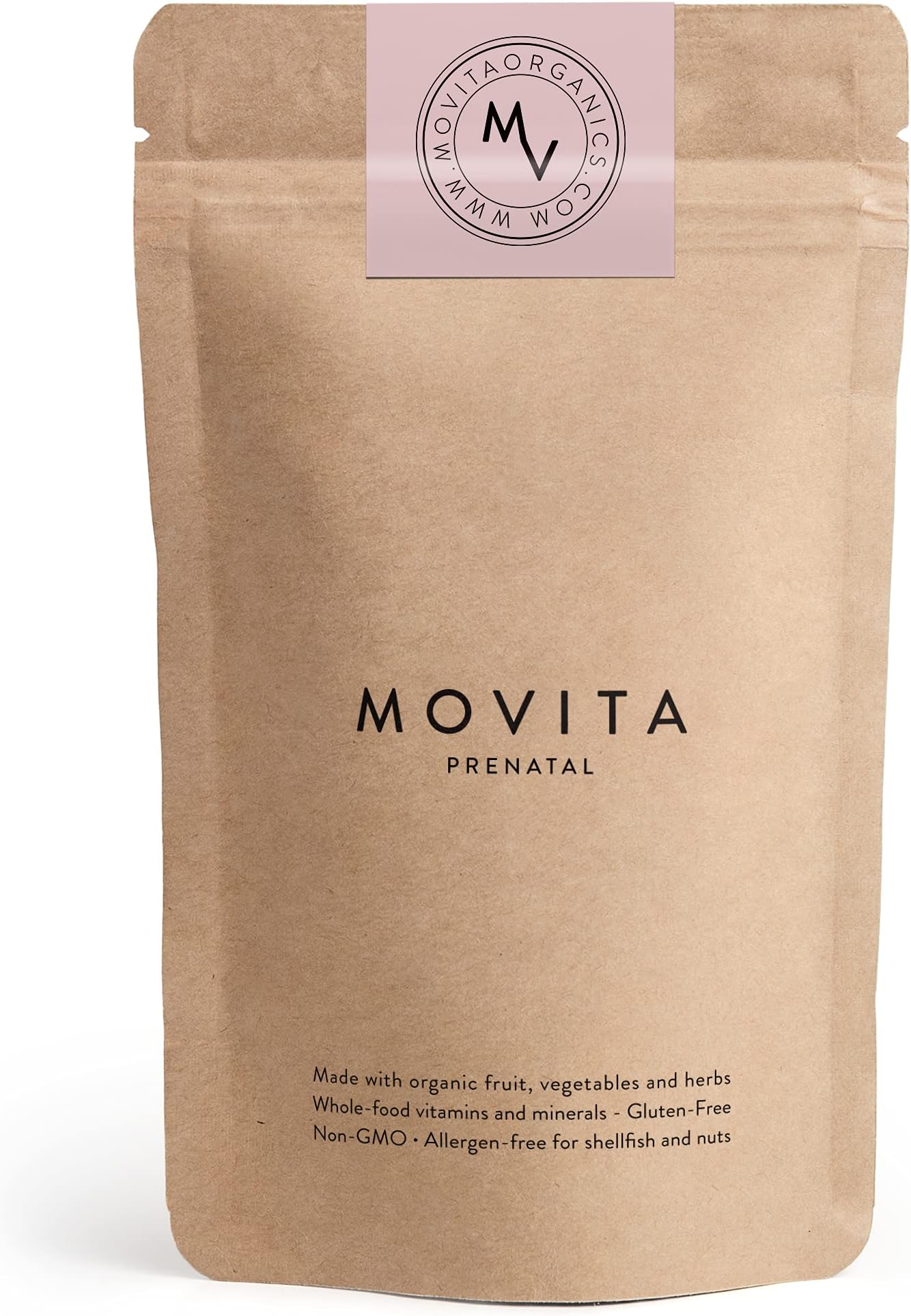Movita Prenatal Multivitamin โ Organic Fermented Whole Foods for Healthy Pregnancy, Fetal Development & Postnatal Support โ Vegan, Gluten-Free, Non-GMO, 30-Day Supply (Eco-Friendly Refill Pouch)