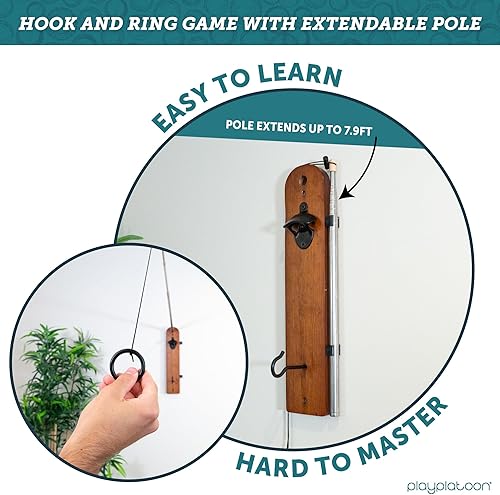 Miniatura 5 de Play Platoon Juego de lanzamiento de gancho y anillo, juego de barra de lanzamiento de anillos para adultos, juego de anillos de lanzamiento de