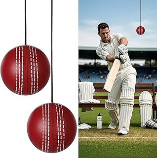 3 Pcs Cricket Hanging Ball PU Cricket Practice Ball with Cord for Outdoor Indoor Practice Hand Eye Coordination Easy to Hang Enhances Batting Skills Family Fun Honing Skills