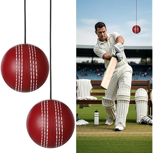3 Pcs Cricket Hanging Ball PU Cricket Practice Ball with Cord for Outdoor Indoor Practice Hand Eye Coordination Easy to Hang Enhances Batting Skills Family Fun Honing Skills