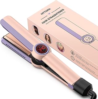 Ionic Flat Iron Hair Straightener - 1.3 Inch Ceramic Plate with Infrared for Anti-Frizz, Detachable Comb for Smooth Hair, LCD Temperature Control, Dual Voltage Travel Flat Iron for All Hair Types