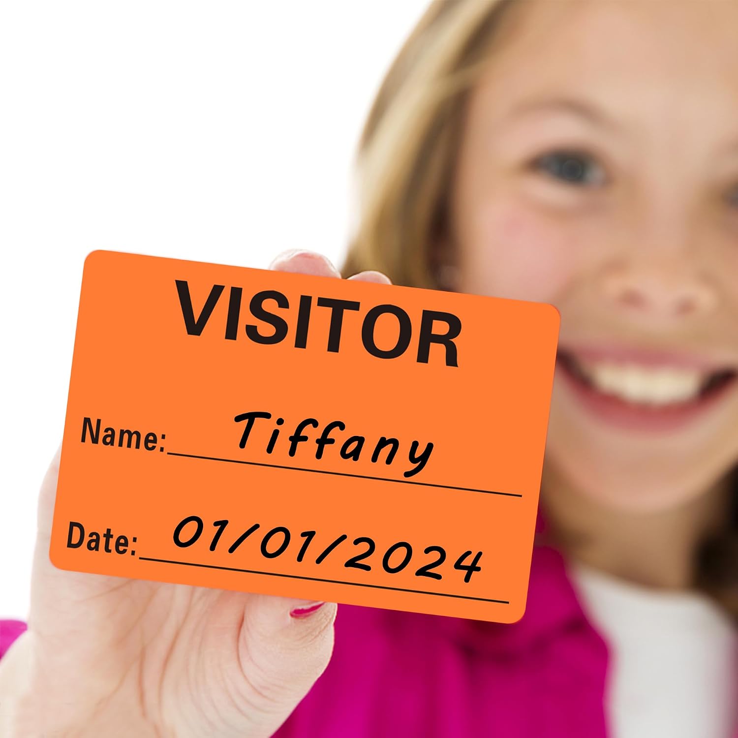 Visitor Pass Stickers Name Identification Tag Labels Writable 2×3 Inch Fluorescent Orange - 300 Stickers Per Roll（10 Rolls） image 5