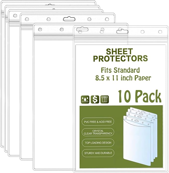 Bird Fiy Sheet Protectors 10 Pack 8.5" x 11" Waterproof Resealable Zip Wall Sign