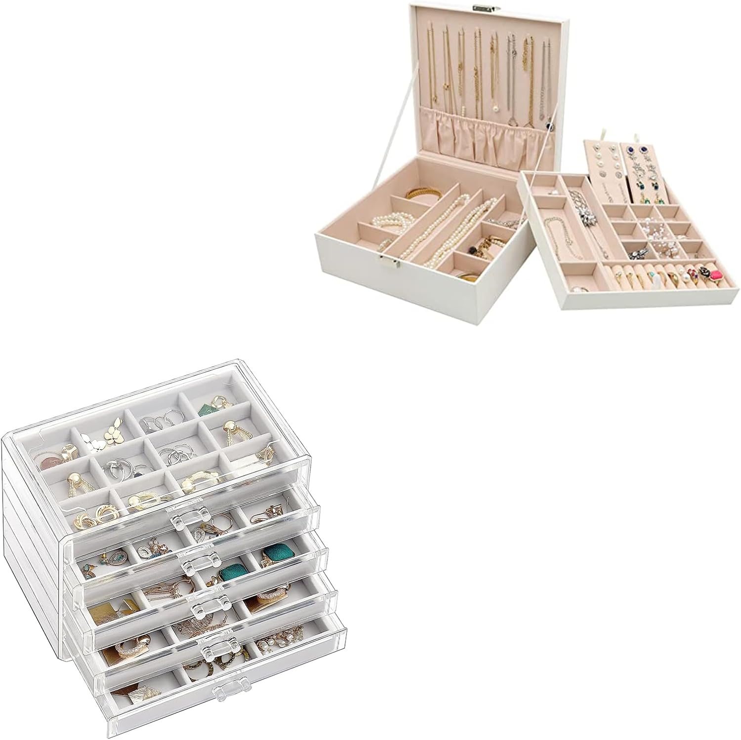 Amazon.com: ProCase Jewelry Box Bundle with Clear Jewelry Organizer Box ...