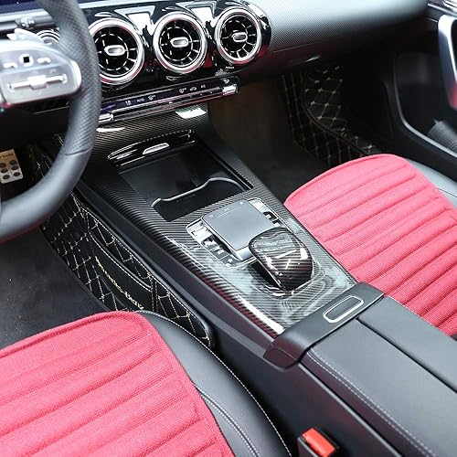 Miniatura 3 de YIWANG Marco de protección de consola central de coche ABS estilo fibra de carbono para Mercedes Benz Clase A W177 2019 Accesorios