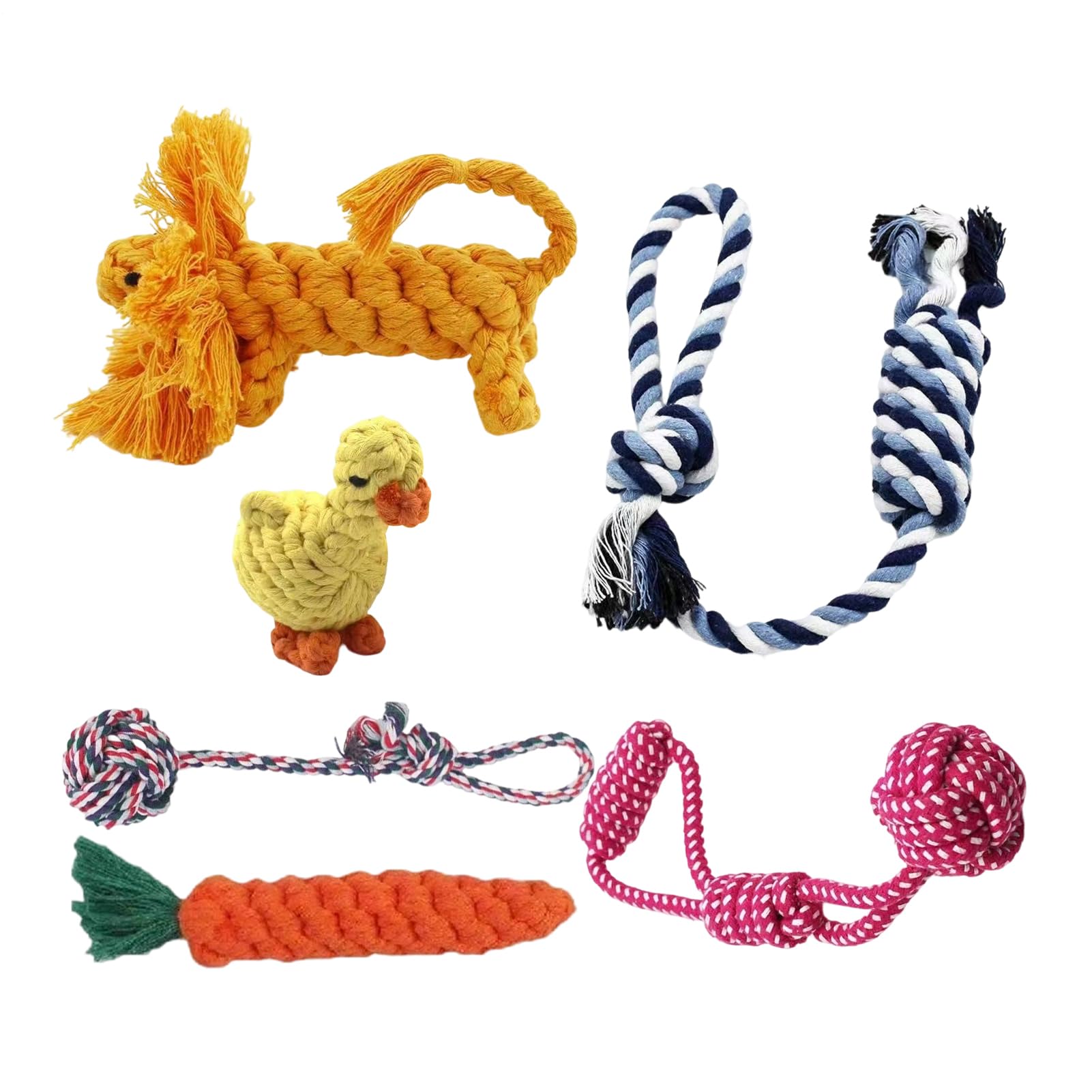 Jeu de corde pour chiens : 6 jouets en coton pour jouer au parc ou au salon