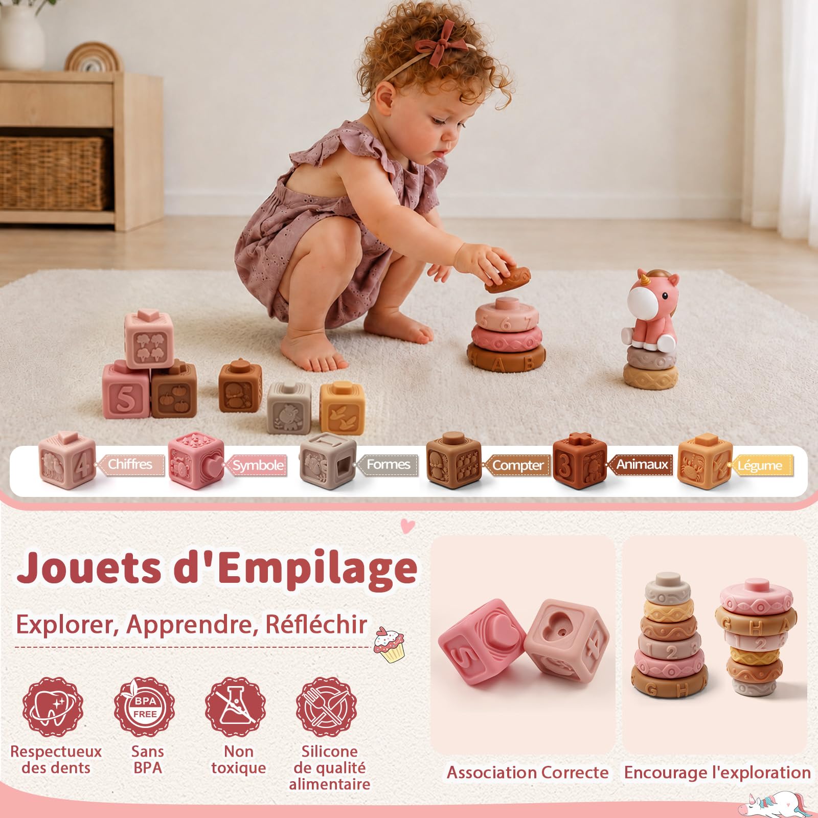 5-en-1 Jouet Bebe 6 Mois, Jouet Montessori Bebe 6-12 Mois, Jeux Sensoriel