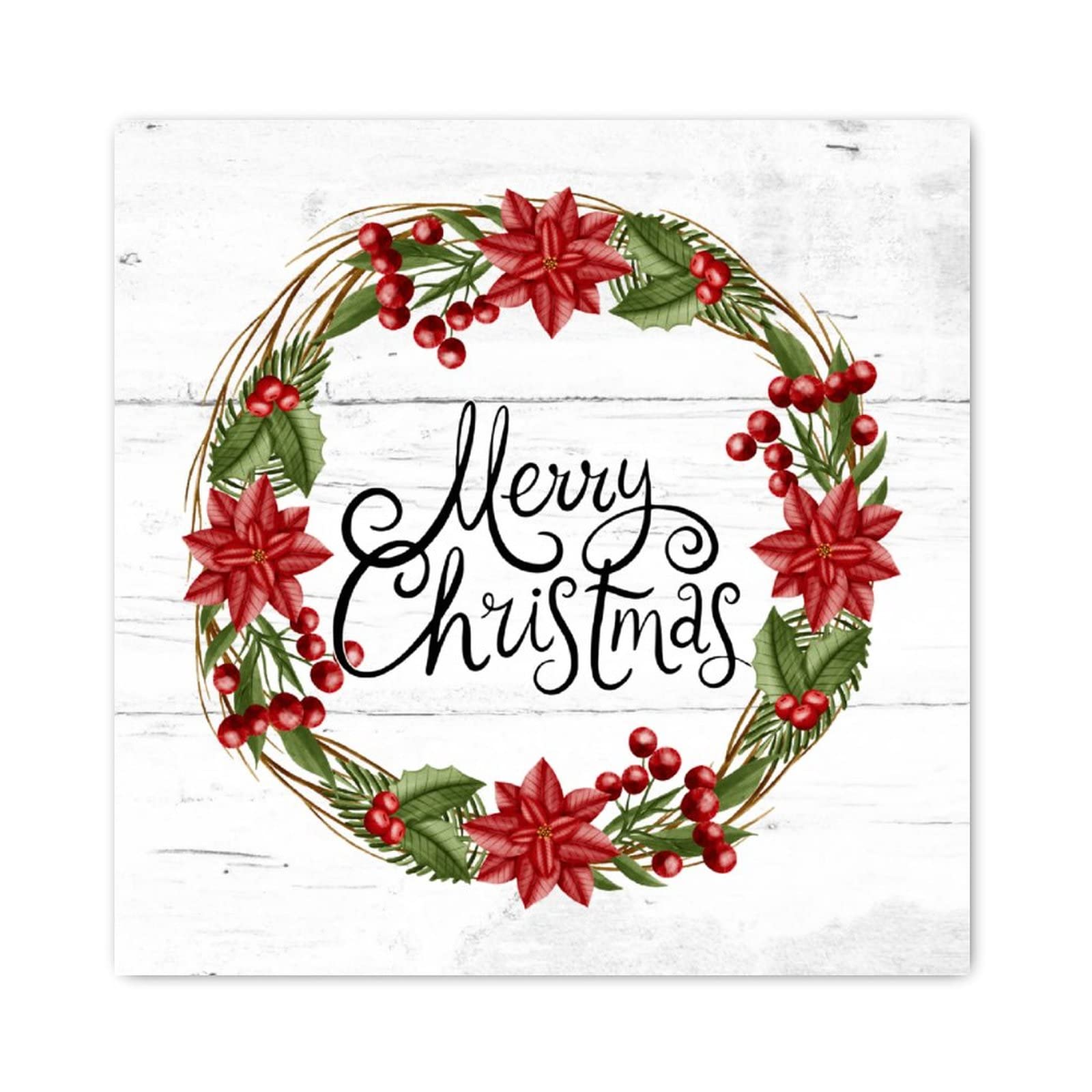 Couronne de Noël en bois grand format plaque murale maison