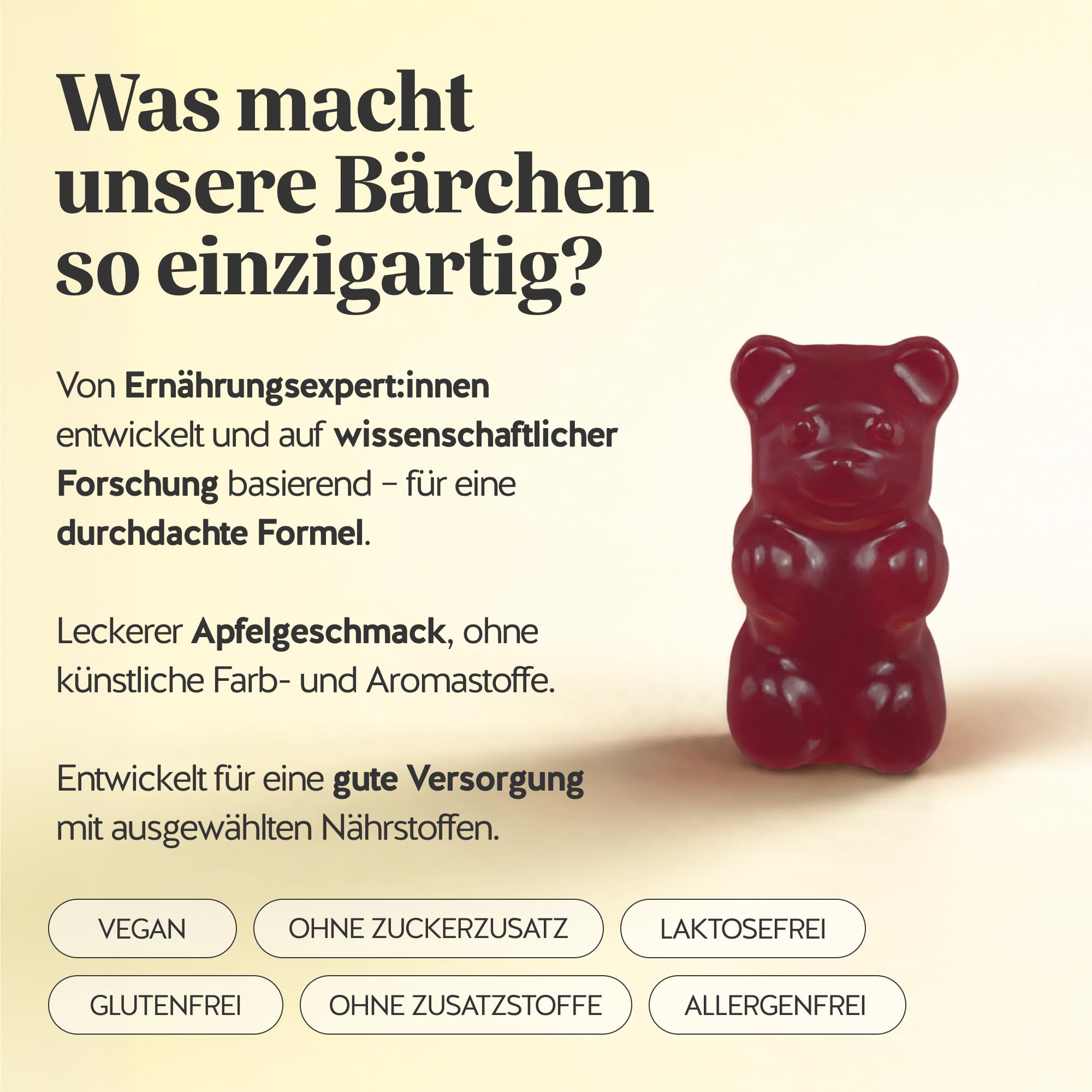 Bears with Benefits - Apfelessig mit Vitamin B12-90 Stück | mit Vitamin B12, B6 - Vorrat für 3 Monate - Zuckerfrei, Vegan