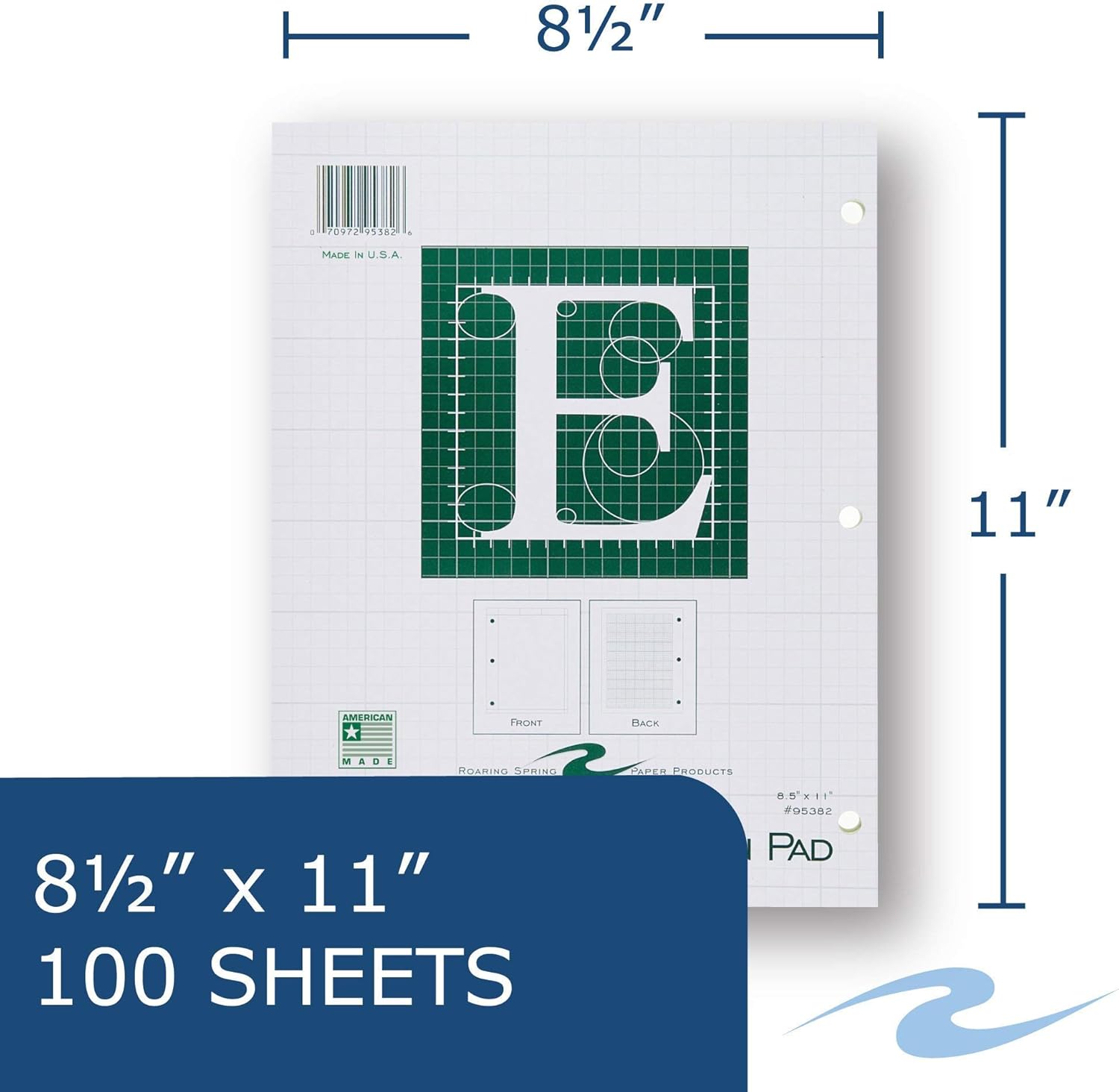Roaring Spring 5x5 Grid Engineering Pad & Premium Spiral Notebook Bundle, Green Paper