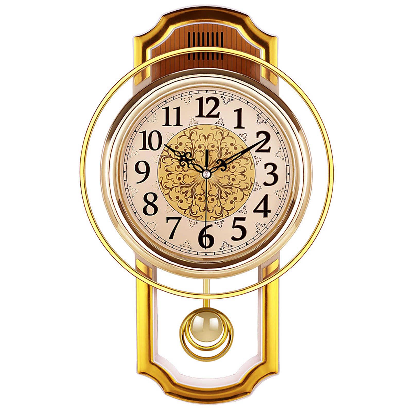 Reloj de pared de péndulo antiguo con textura vintage, movimiento silencioso de barrido sin tictac, estilo retro clásico con marco de plástico y vidrio ABS