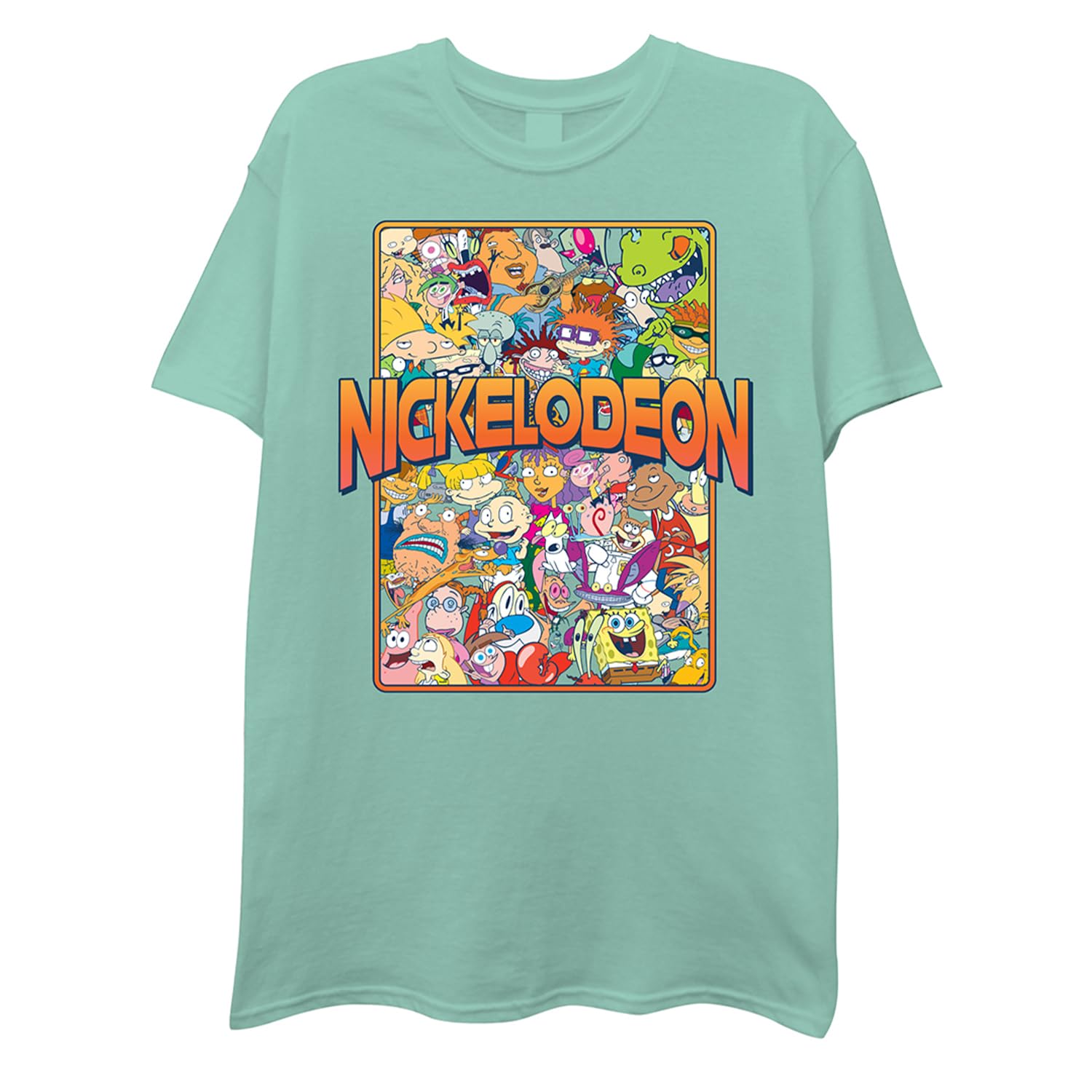 Nickelodeon Men's Celadon Rewind Classic Shirt - Rugrats, Ren & Stimpy, And Hey Arnold Tie Dye T-Shirt, Medium