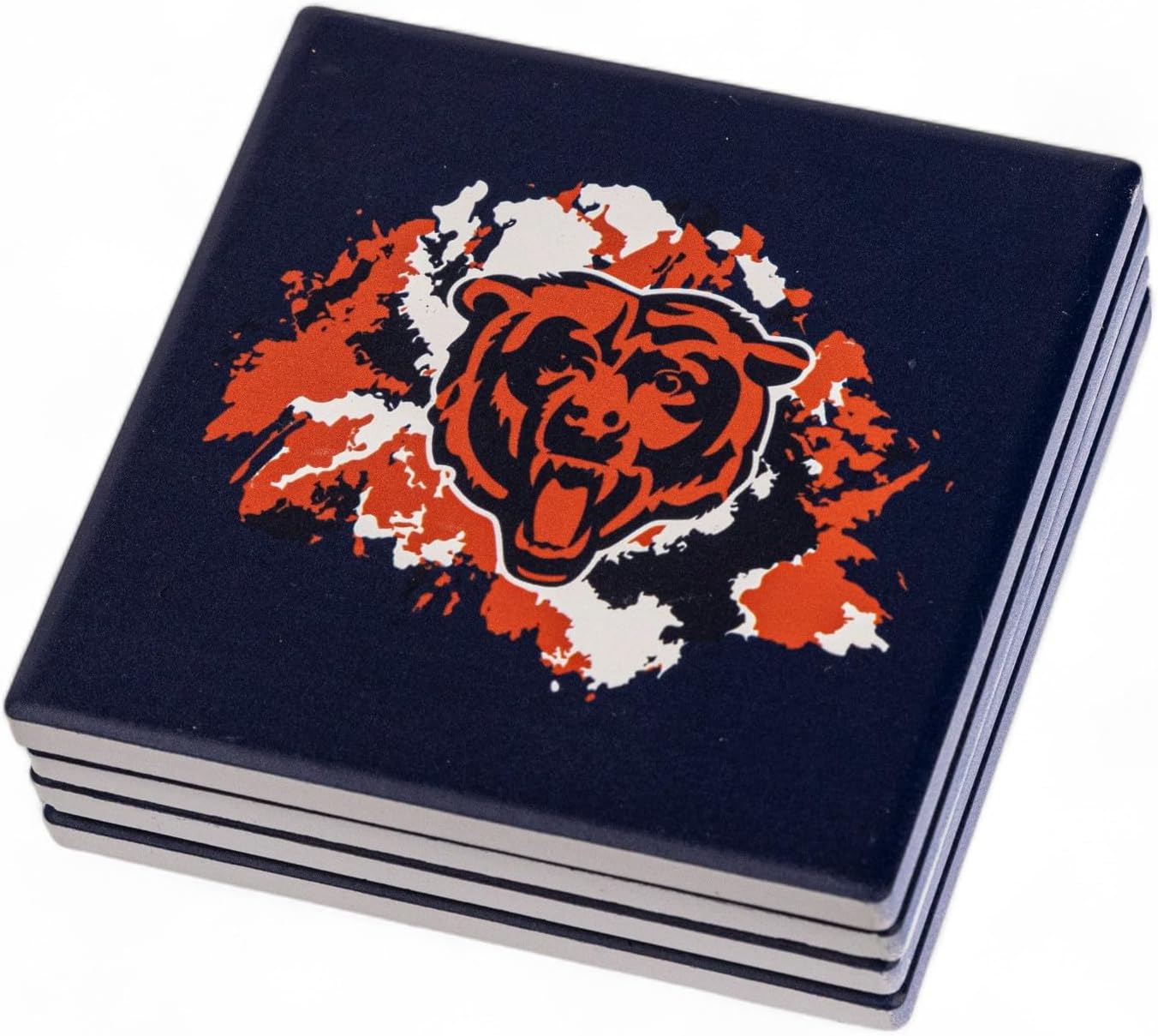 The Memory Company Officially Licensed 4-Pack Team Logo Ceramic Blast Coaster Set, Chicago Bears