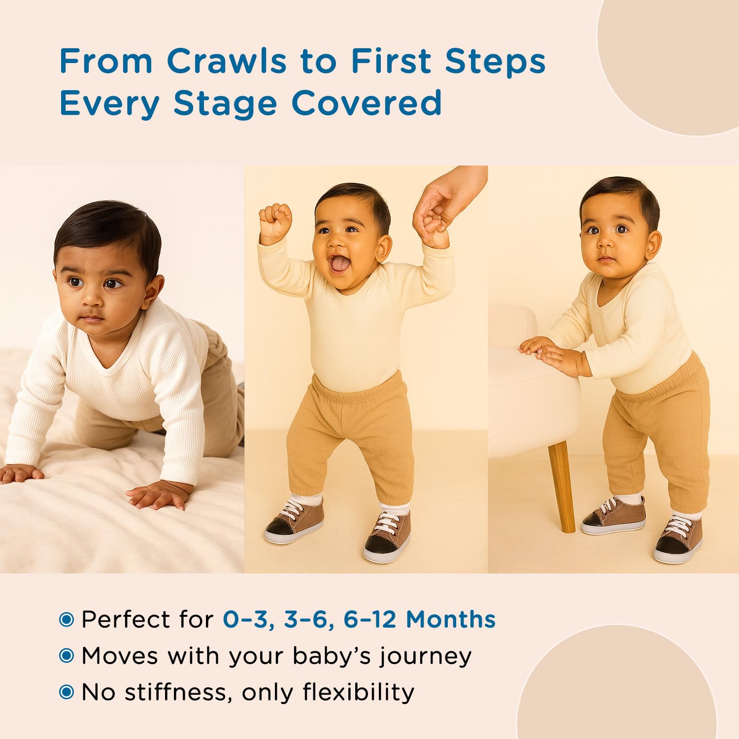 Mee Mee Soft Adorable Baby Booties 0-12 Months – Cotton Slip-On Infant Shoes – Cozy & Breathable Crib Shoes for Baby Boys & Girls – Cute Footwear for Little Ones & Perfect (Brown) 4