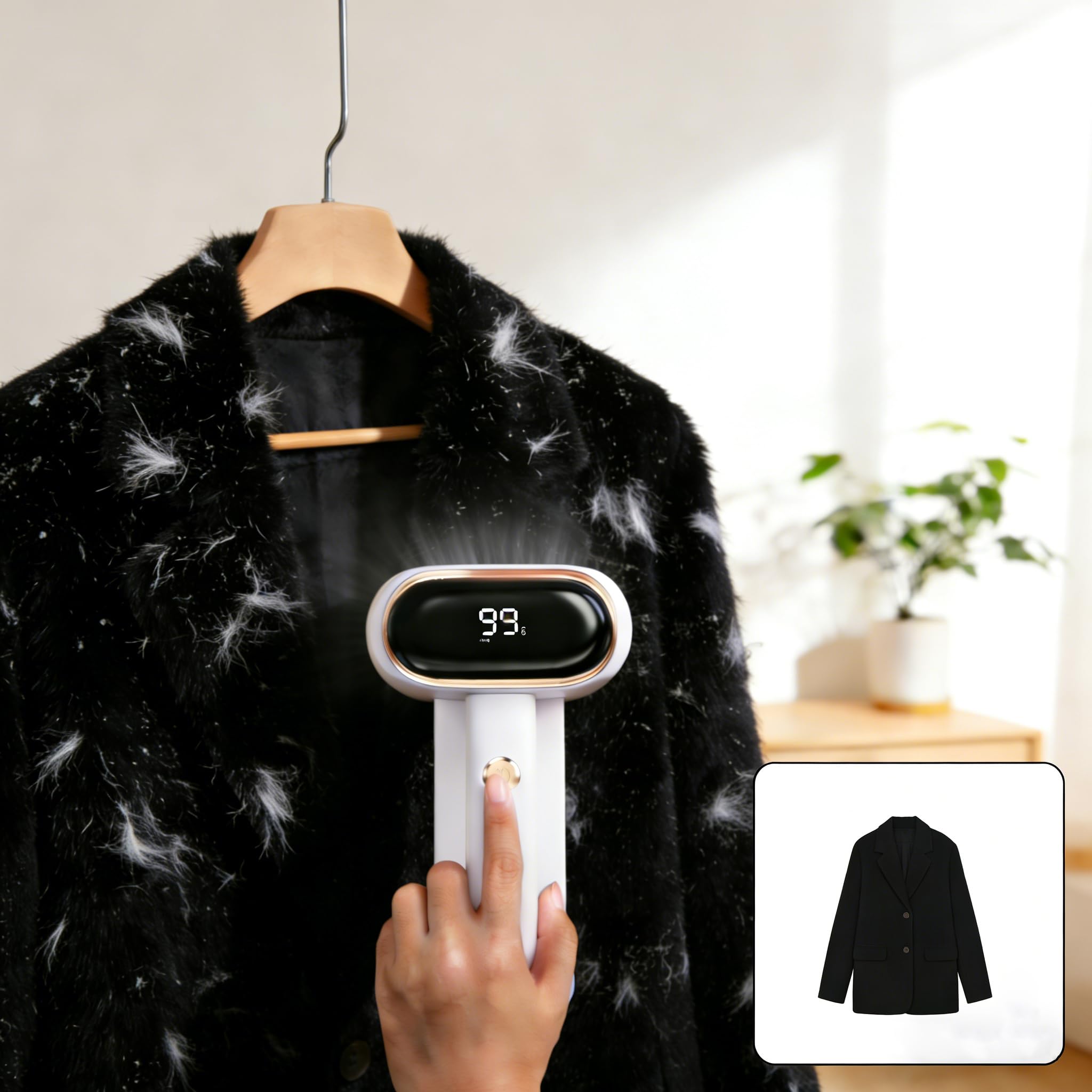 Stoffrasierer Fusselentferner, wiederaufladbarer Pullover-Rasierer mit Doppelkopf und LCD-Display für Kleidung, Couch, Pilling-Möbel, 6-Blatt-Klingen, Defuzzer, Weiß, 1 Stück