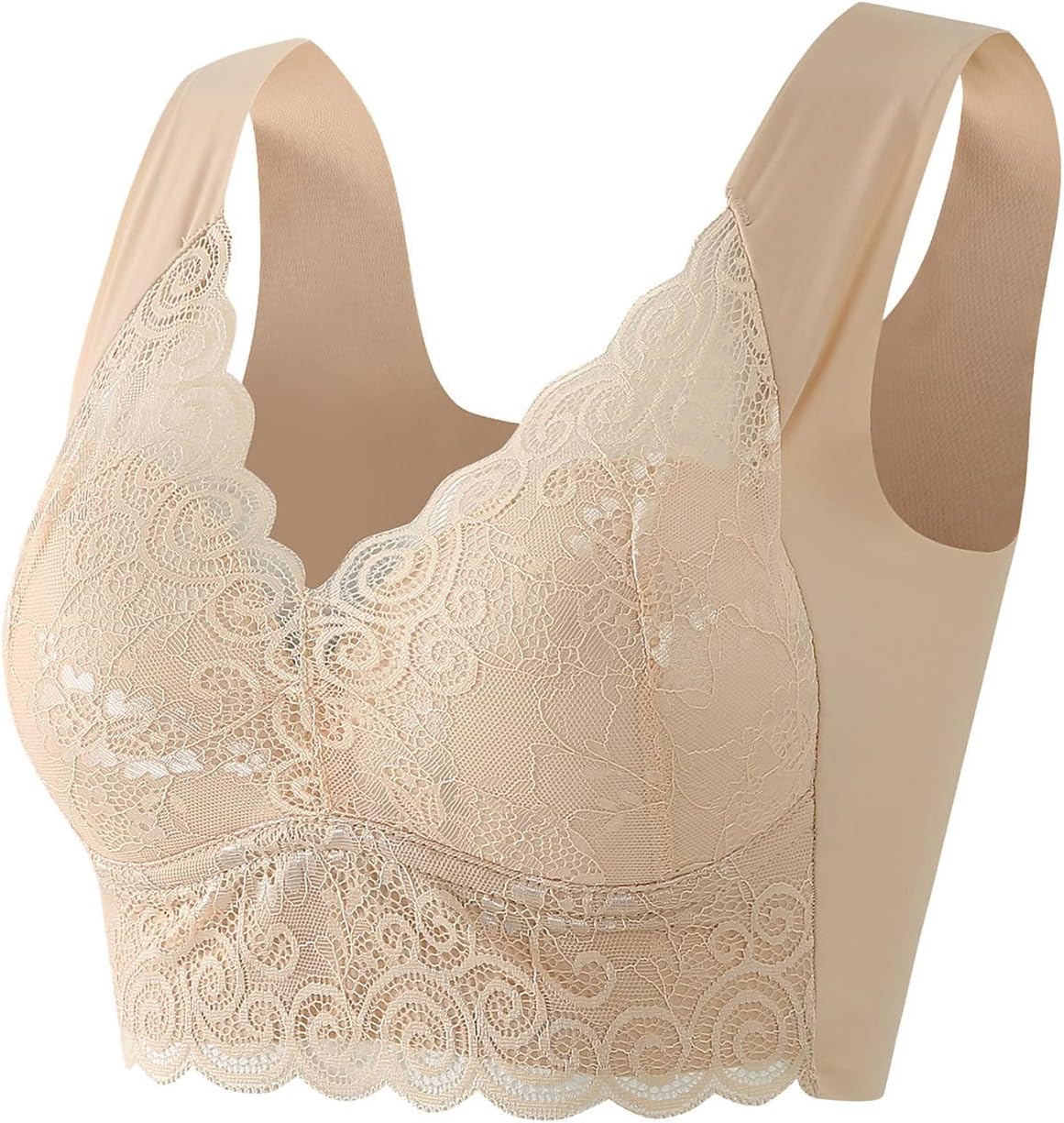 BriskorryWomen's Lace Bra Without Underwire Padded Bustier Soft and Comfortable Minimiser Bustier Modern Seamless Lingerie for Women Push Up Lingerie for Yoga/Fitness