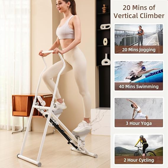 Foldable Vertical Climber Machine with LCD Display for Cardio, Resistance Training, Full Body Workout At Home