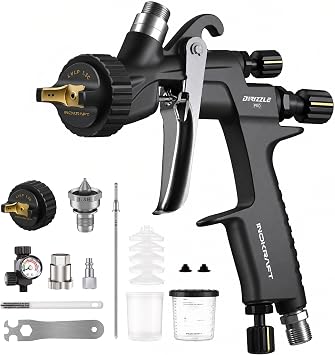InoKraft Drizzle Pro LVLP Spray Gun, Precise Low-Overspray Performance with Ultra-Light 340g Design. Includes 1.3B/1.3C Nozzles and Accessories, Ideal for Automotive and Industrial Coatings