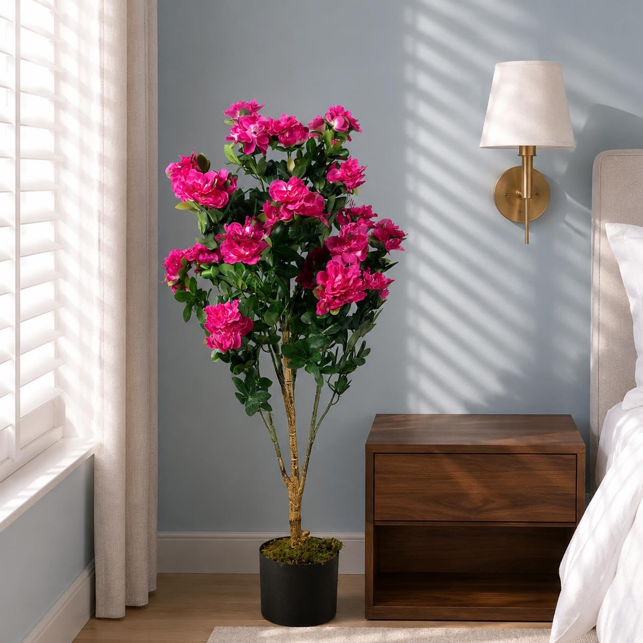 Leaf Design UK Realistic Artificial Blossom Tree, Silk, Fuscia Pink, 100cm