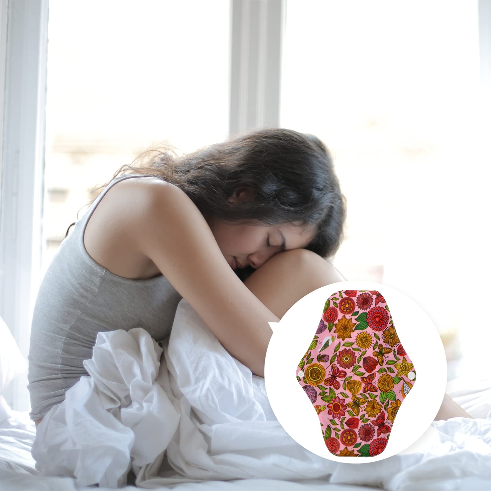 Toalla Menstrual Lavable 8 Unidades Poliéster y Fibra Cierre | Superabsorbente, Bloqueo Eficaz del Agua, Diseño Hebilla, Reutilizable para Mujer