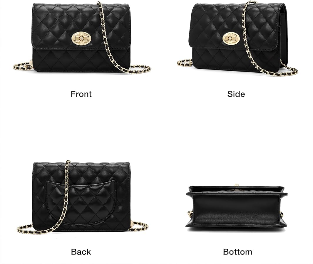 FOXLOVER Women's Mini Quilted Chain Crossbody Bags Purses Shoulder