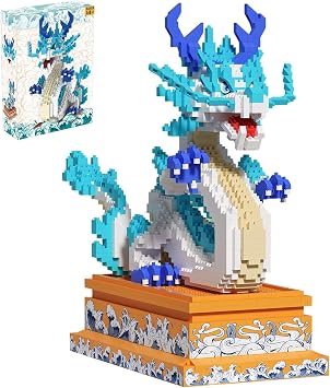 Asian Dragon Building Block Set Mythical Water Dragon Statue Construction Set Display Figure Desk Decor Creative Hobby Gift Idea for Teens Adults Collectors Home Shelf Decoration 3000 Pieces