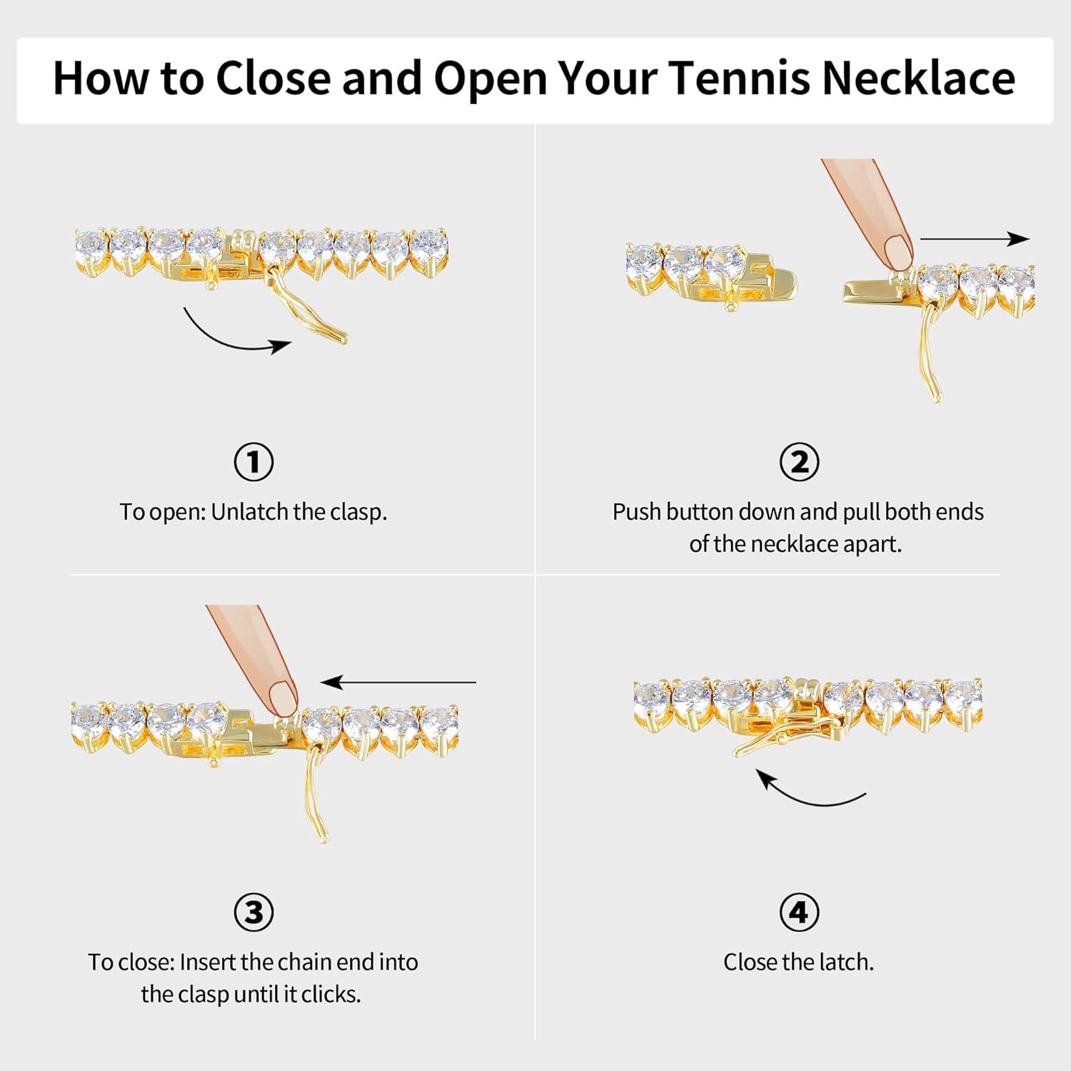 4mm Tennis Necklace for Women, Iced Out Simulated Diamond 14K Gold Plated Tennis Chain, 3 Prong Cubic Zirconia Elegant Necklace for Her Valentine Gifts - Image 6