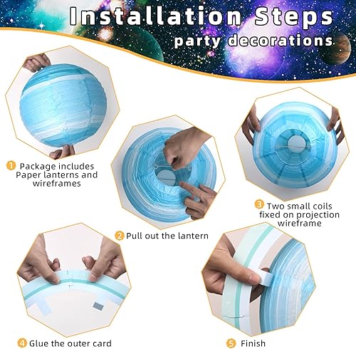 Miniatura 5 de Linternas de papel planetarias, 25 linternas de papel, decoraciones de fiesta, linternas de papel espacial para niños, fiestas temáticas espaciales,